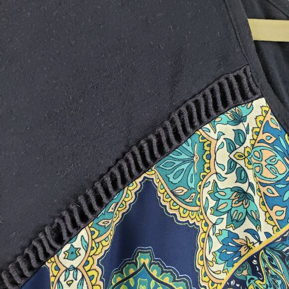 Maurices Women's 3X Paisley Mandala Short Sleeve Blouse Blue Black Green Boho‎ - Picture 2 of 8